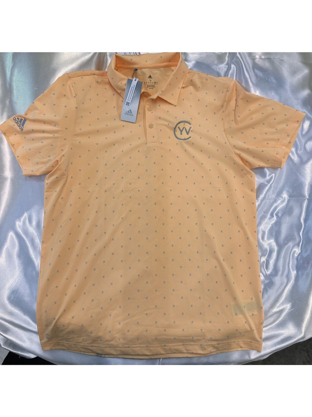 Adidas MPine Orange Short Sleeve Pattern Golf Tournament Polo Men’s Medium NWT